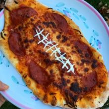 Gluten-free Football Pizza with pepperoni
